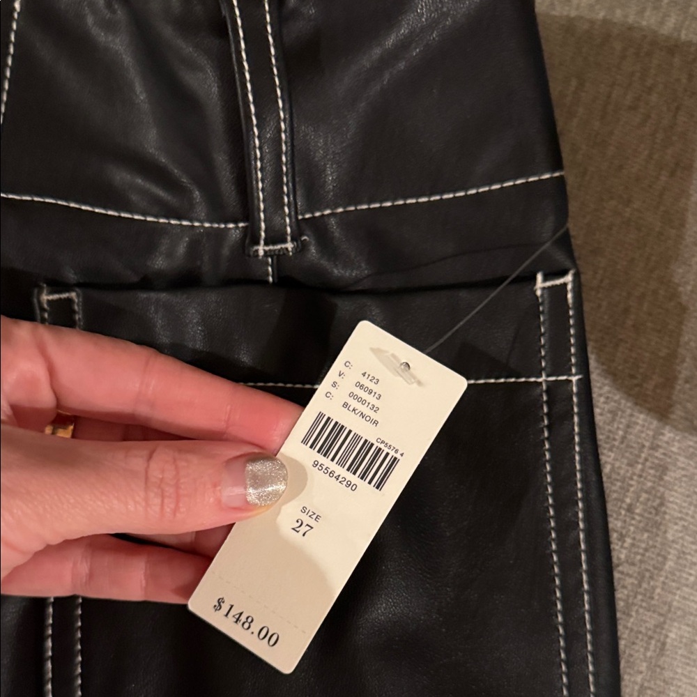 Maeve the Collette cropped wide leg pants - vegan leather top stitch edition - Picture 7 of 7
